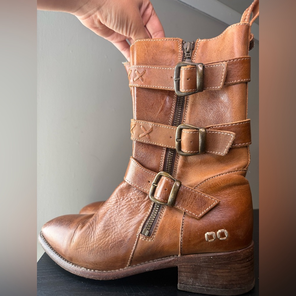 BED|STU Brown Leather Buckle Boots